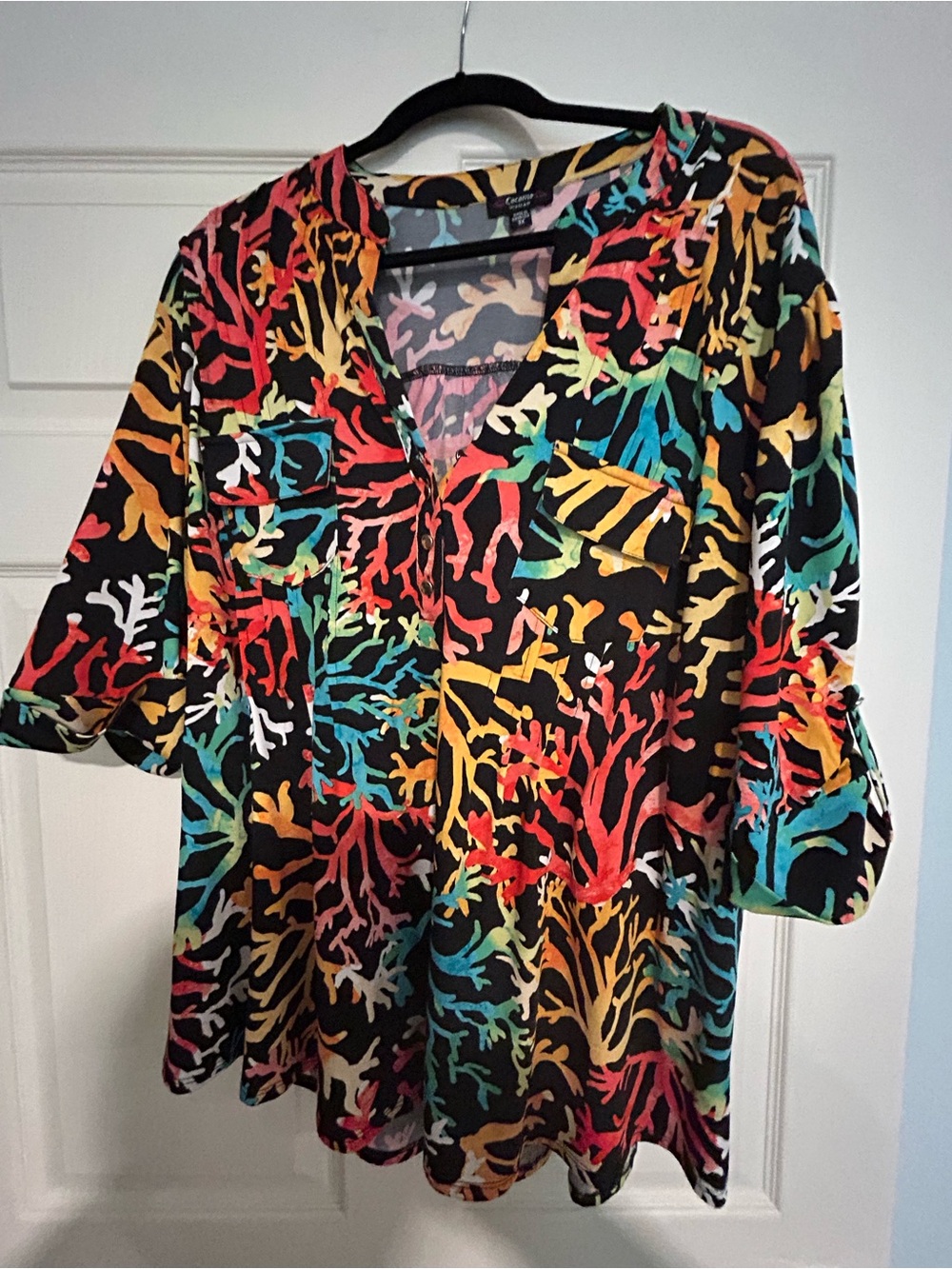 Cocomo Black Multicolor Coral-Print Tunic
